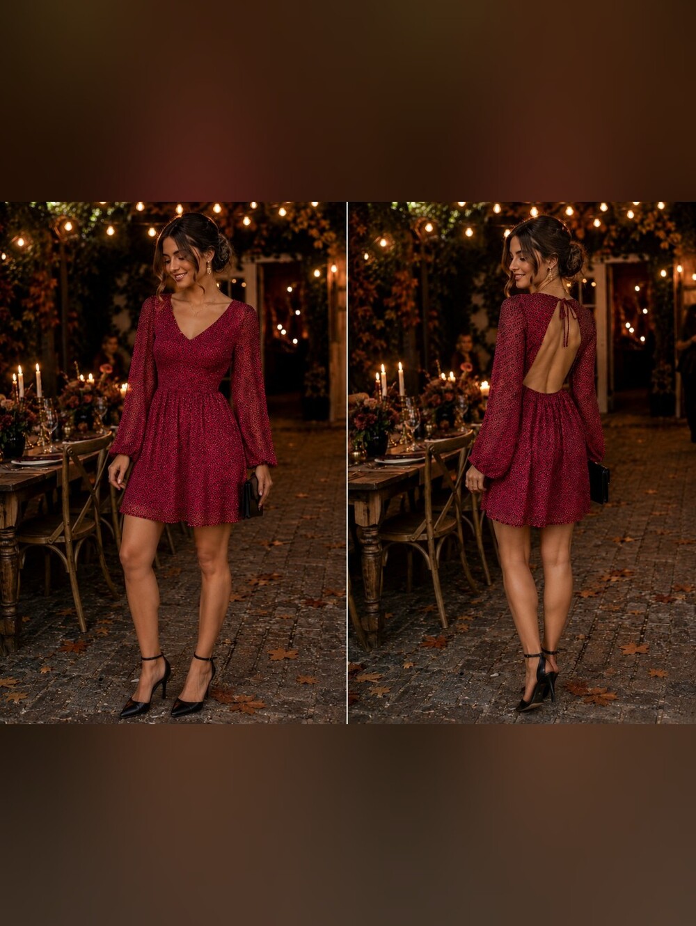 Hollister Open Back Mini Dress S Boho Romantic Fall Wedding Guest Festival